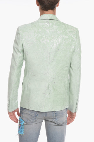 Velour Single-breasted Blazer with Lurex Paisley Motif