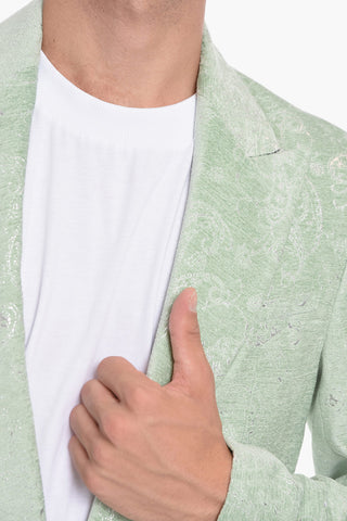 Velour Single-breasted Blazer with Lurex Paisley Motif