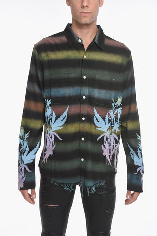 Flannel Multicolored Shirt with Raw-cut Edge