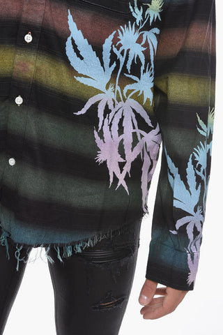 Flannel Multicolored Shirt with Raw-cut Edge