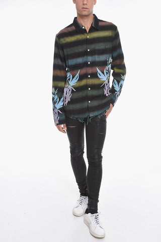 Flannel Multicolored Shirt with Raw-cut Edge