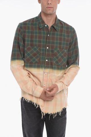 Camicia Bicolore in Flanella con Frange