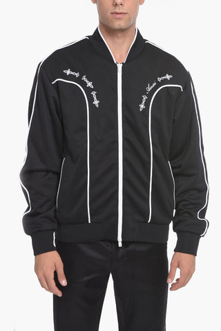 Zip-up Sweatshirt with Contrasting Embroidery