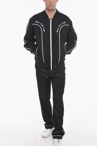 Zip-up Sweatshirt with Contrasting Embroidery