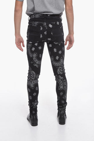 Skinny Jeans with Flocked BANDANA Motif 14cm