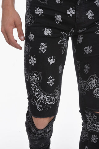 Skinny Jeans with Flocked BANDANA Motif 14cm