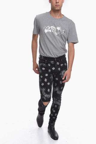 Skinny Jeans with Flocked BANDANA Motif 14cm
