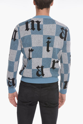 Maglia in Cashmere Logata con Fantasia a Quadri
