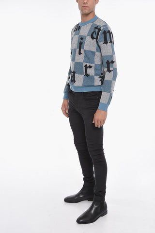 Maglia in Cashmere Logata con Fantasia a Quadri