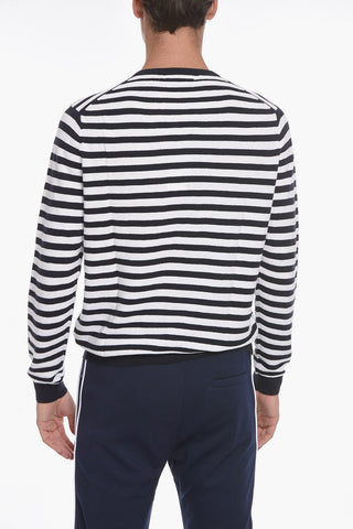 Crew Neck Cashmere Blend Sweater with Awning Motif