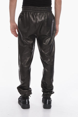 Pantaloni Jogger in Nappa con Coulisse alla Caviglia