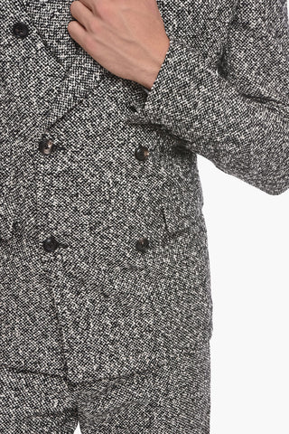 Tweed Double-breasted Blazer with Peak Lapel