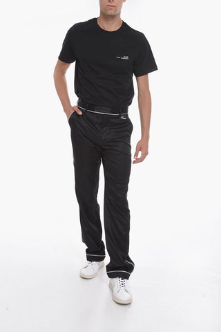 Pantaloni Pigiama Sartoriali in Satin di Viscosa con Ricamo Logo