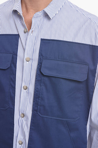 Popeline Striped Shirt with Maxi Pockets