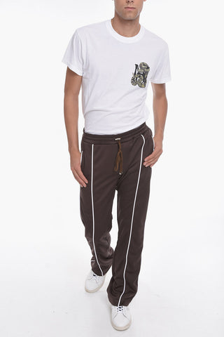 Polyester Sweatpants with Side Contrasting Bands