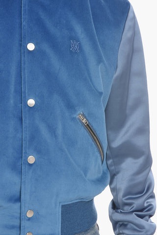 Giacca Varsity in Velour con Maniche in Satin