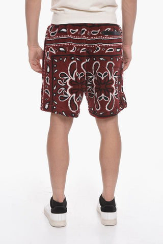 Fleece Shorts with Bandana Pattern