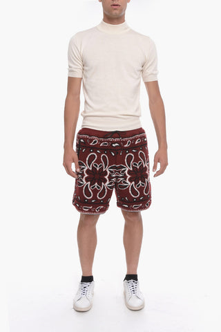 Fleece Shorts with Bandana Pattern