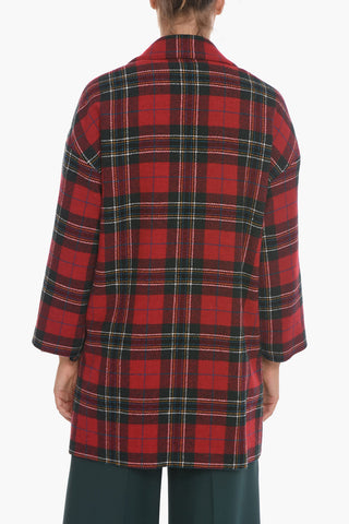 Cappotto Doppiopetto in Lana con Motivo Tartan