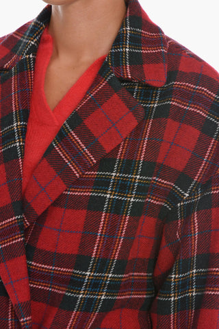 Cappotto Doppiopetto in Lana con Motivo Tartan