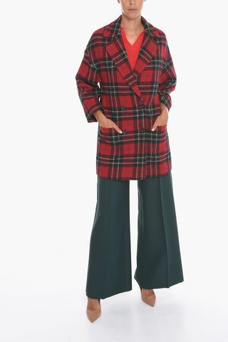 Cappotto Doppiopetto in Lana con Motivo Tartan