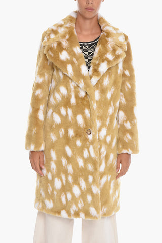 Cappotto in Pelliccia Sintetica con Fantasia a Pois