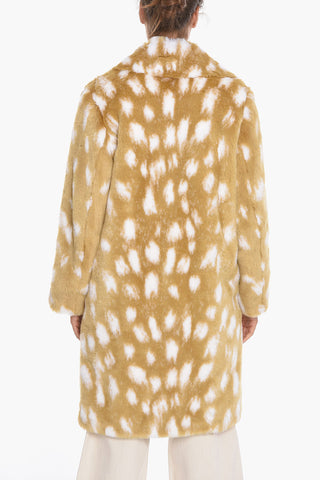 Cappotto in Pelliccia Sintetica con Fantasia a Pois