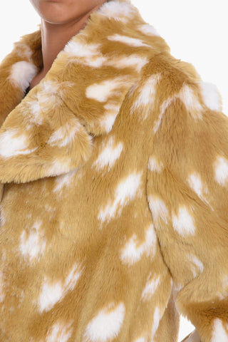 Cappotto in Pelliccia Sintetica con Fantasia a Pois