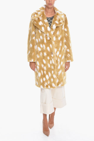 Cappotto in Pelliccia Sintetica con Fantasia a Pois