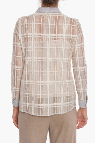 Meshed-cotton Shirt with Beaded Details