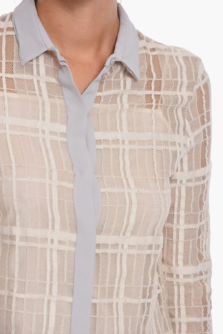 Meshed-cotton Shirt with Beaded Details