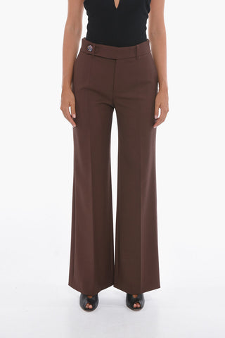 Pantaloni in Lana Svasati con Tasche con Aletta