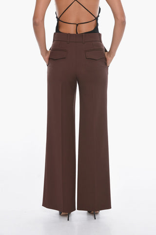 Pantaloni in Lana Svasati con Tasche con Aletta