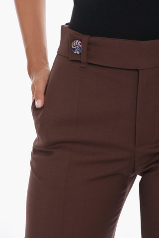 Pantaloni in Lana Svasati con Tasche con Aletta