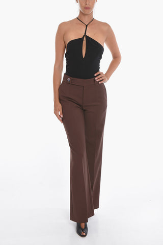 Pantaloni in Lana Svasati con Tasche con Aletta