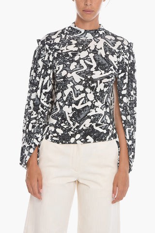Puffed-sleeve Viscose Blouse