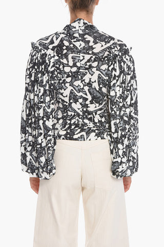 Puffed-sleeve Viscose Blouse