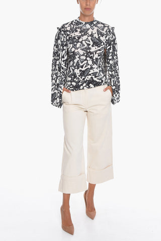 Puffed-sleeve Viscose Blouse