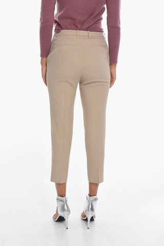 Merino-wool Tailored Pants with Beaded Detail