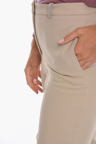 Merino-wool Tailored Pants with Beaded Detail