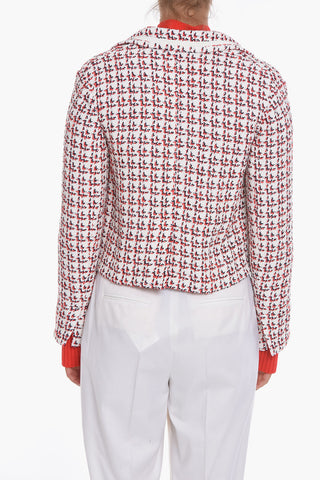 Blazer Crop Monopetto in Tweed di Cotone