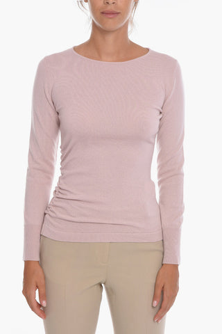 Cashmere Crewneck Sweater with Ruched Detailing