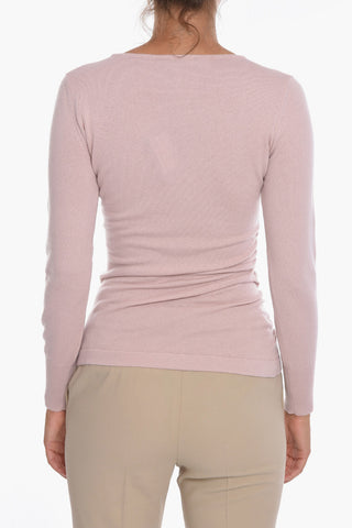 Cashmere Crewneck Sweater with Ruched Detailing