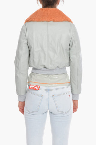 Leather L-ISEK Cropped Jacket with Real Fur Collar
