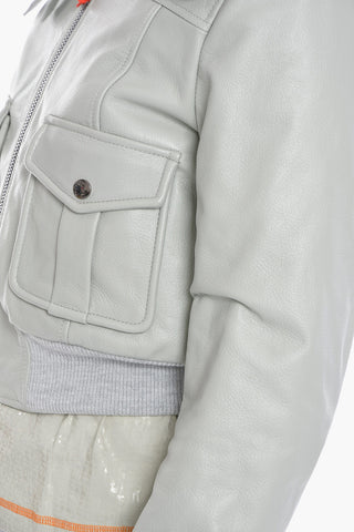 Leather L-ISEK Cropped Jacket with Real Fur Collar