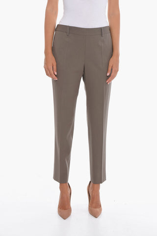 Pantaloni in Lana Vergine con Zip Laterale