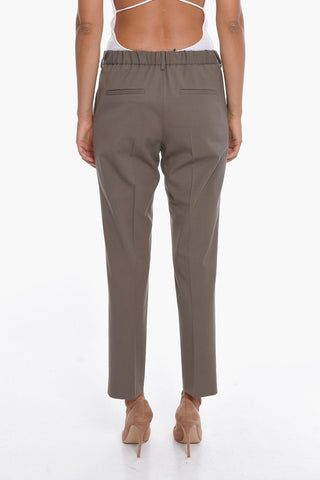 Pantaloni in Lana Vergine con Zip Laterale