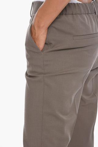 Pantaloni in Lana Vergine con Zip Laterale