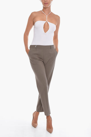 Pantaloni in Lana Vergine con Zip Laterale