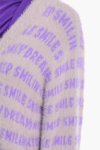 Jacquard Knit Oversized Cardigan with Lettering